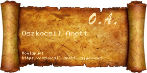 Oszkocsil Anett névjegykártya